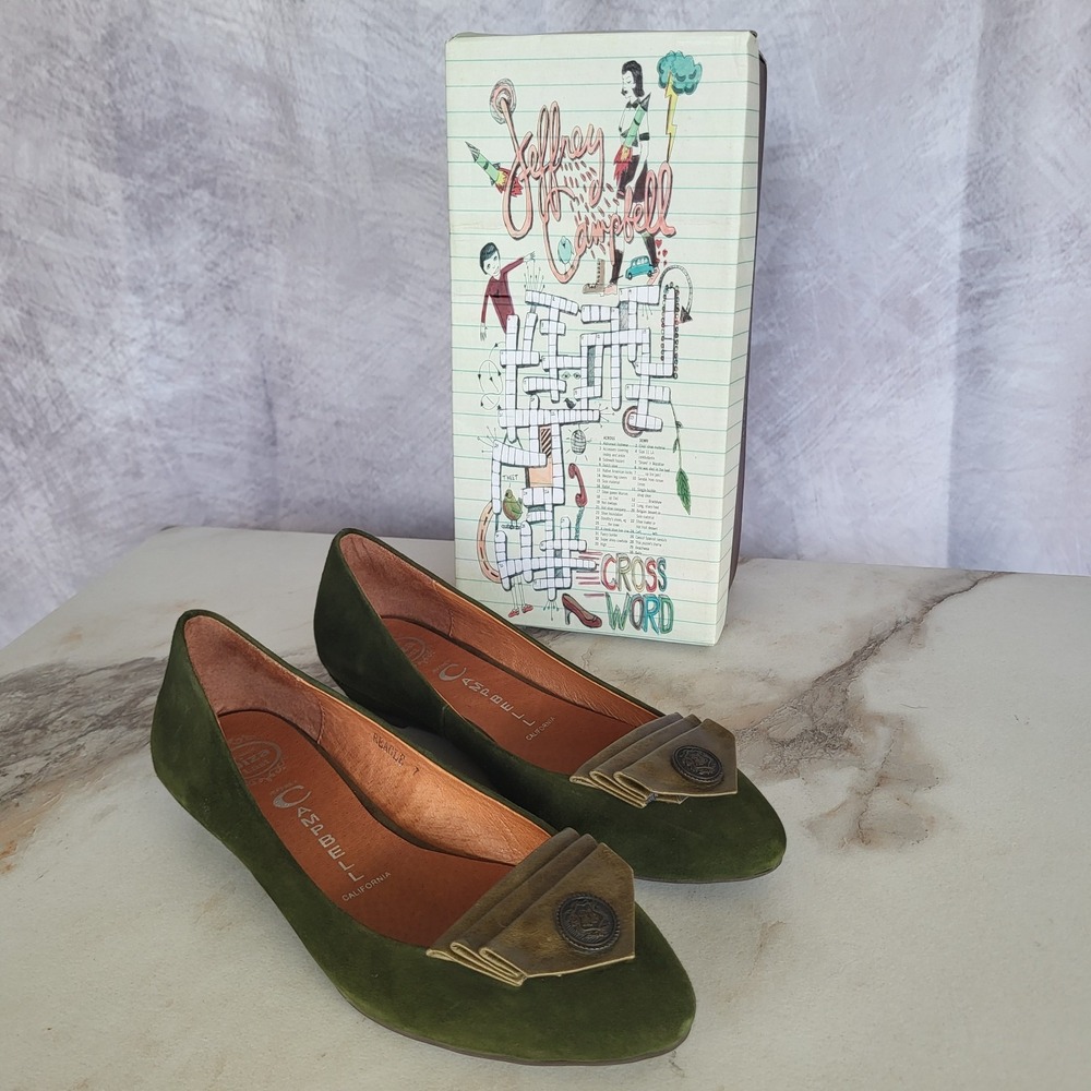 Jeffrey Campbell Ibiza Last Regal Olive Suede Flats Size 7 M